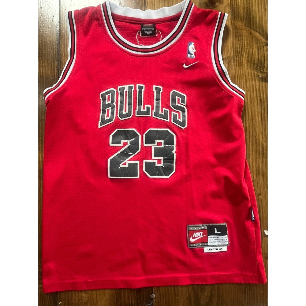 Vintage Nike NBA Chicago Bulls Michael Jordan 23 Jersey Red Large Length +2